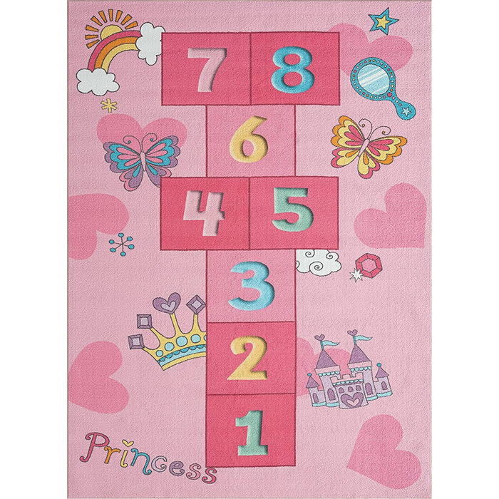Дитячий килим Happy Life, Дитячий килим, килимок для ігор, що миється, килимок з цифрами, надувний килимок, цифри, рожевий, (160 х 220 см, рожевий)