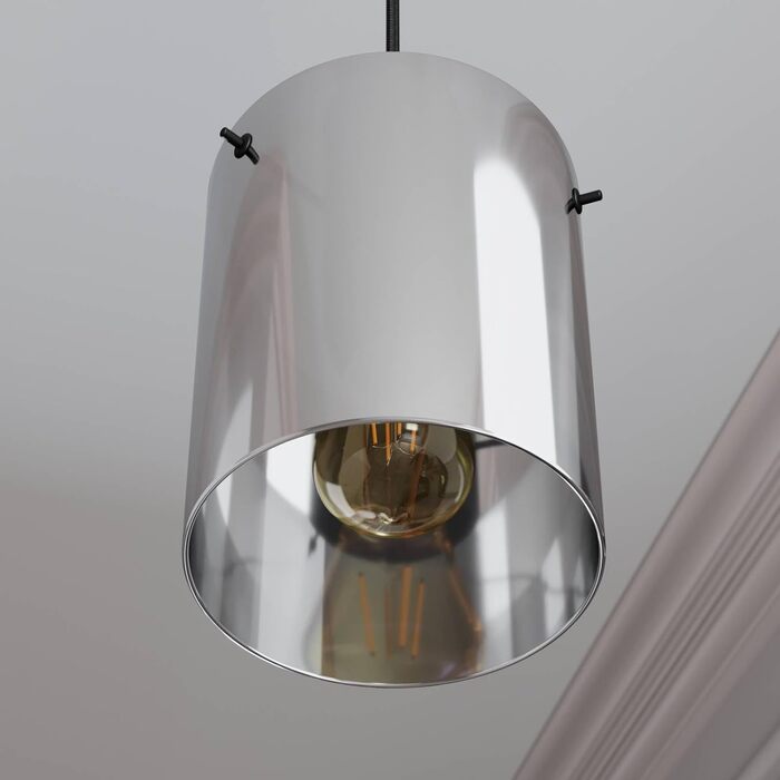 Підвісний світильник Lindby 'Kourtney (для дітей, молоді) чорного кольору, виготовлений з металу, наприклад, для вітальні та їдальні (1 полум'я, E27) - скляний підвісний світильник, обідній настільний світильник, підвісний світильник, світильник для вітал