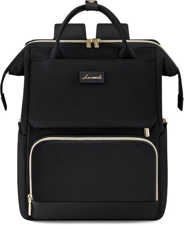 LOVEVOOK Рюкзак для жінок 15.6 дюймів, шкільний рюкзак для підлітків з великою кишенею для пляшки води, елегантний рюкзак для подорожей, сумка для навчання, рюкзак на день, водонепроникний (15.6 дюймів, Чорний)