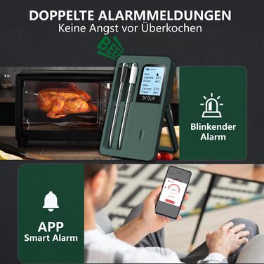 Бездротовий термометр для м'яса з Bluetooth, 2 зонди, LCD-дисплей, керування через додаток, для гриля, барбекю, коптильні, духовки, кухні, BF-40