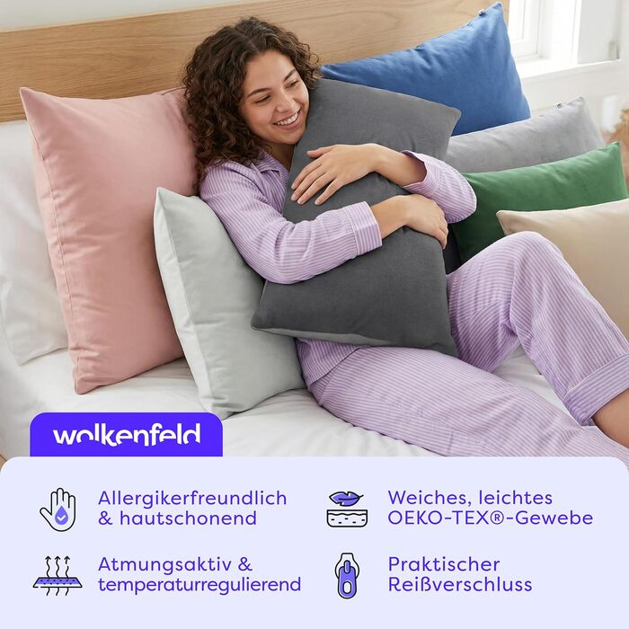 Комплект постільної білизни Wolkenfeld 135x200 см - сірий (світло-сірий/темно-сірий), м'який, не потребує прасування, сертифікат ÖKO-TEX, мікрофібра (1x 135x200 + 1x 80x80)