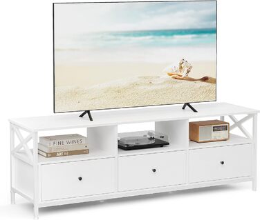 Тумба під телевізор VASAGLE, 120 см, з 2 шухлядами та відкритими полицями, для телевізора до 55 дюймів, сталевий каркас, вінтажний колір, LTV300B01