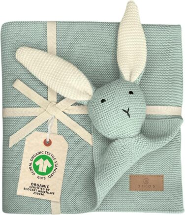 Оригінальна дитяча ковдра CUDDLY BUNNY рожева Ковдра для новонароджених зі 100 органічної бавовни Екологічна затишна ковдра в'язана для дівчат. Дитяче початкове обладнання Подарунок при народженні (м'ята)