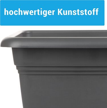 Набір квіткових горщиків 2friends 4 шт. XXL, 48 см, антрацит, пластик, для вулиці, UV-стійкий, морозостійкий, з піддоном, Made in Germany