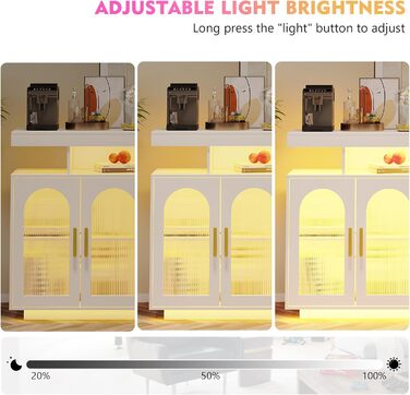 LED комод-тумба Gurexl з бездроговою зарядкою, RGB-підсвічуванням, сенсорами та регульованими полицями (80x40x100 см), білий