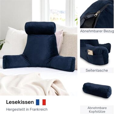 Подушка для читання Bananair – м'яка спинка та підлокітники для ліжка та дивана, знімний чохол, можна прати в машині, комфортна та ергономічна (кремово-білий)