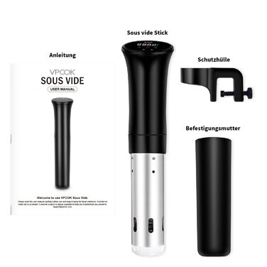 Су-від занурна циркуляція, посуд для приготування їжі, чорний. Зручний для здорового харчування, низькокалорійний