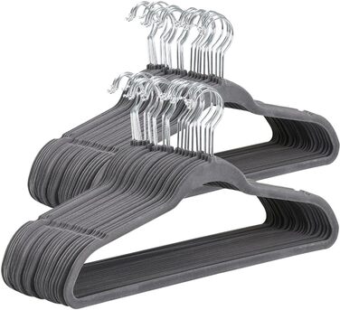 Плечики для одягу Yaheetech, 100 шт. - плечики для костюмів, ручки на 360°, неслизька поверхня, сірі