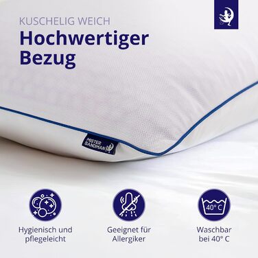 Подушка Mister Sandman 40x80 см, ортопедична з Memory Foam та Honeycomb GelFlex Grid, дихаюча та пральна, для сну на боці, спині та животі, набір 1 шт.