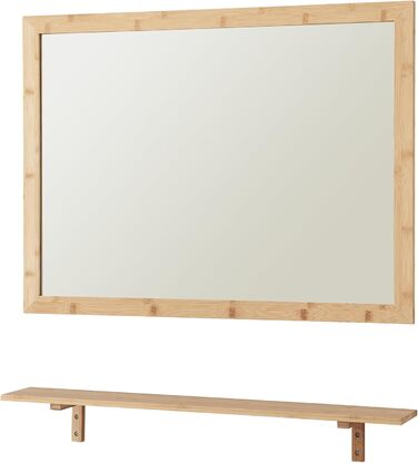 Дзеркало для ванної кімнати з полицею [en.casa] Boksereys, 80 x 60 см, бамбуковий каркас, набір