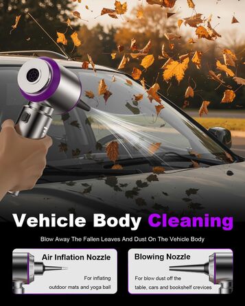 Акумуляторний ручний пилосос KITBEZN для авто та дому, безщітковий двигун, 26000Па, 3 режими потужності, бездротовий, фіолетовий