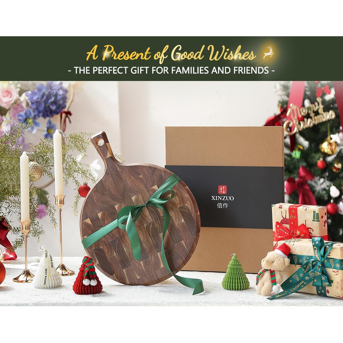 Нейлонове обробне дошка XINZUO Hirnholz (35x25x2.6cm) з антиковзкими ніжками, ручкою та жолобом для соку. Кухонна дошка з акації (42,5*32*1,9cm)