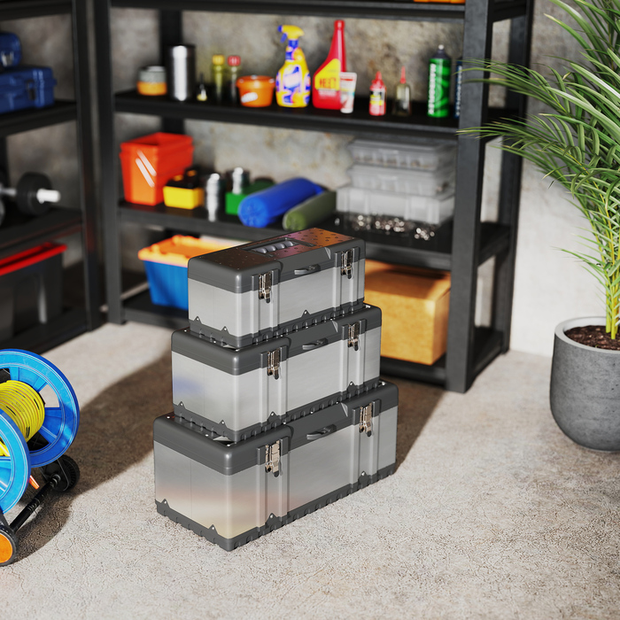 Набір інструментів у кейсі (3 шт.), нержавіюча сталь, пластик, сріблястого кольору