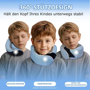 Подушка для шиї Proglobe для подорожей (літак, авто, поїзд) з memory foam, 3D-маска для сну, сітка, блакитна