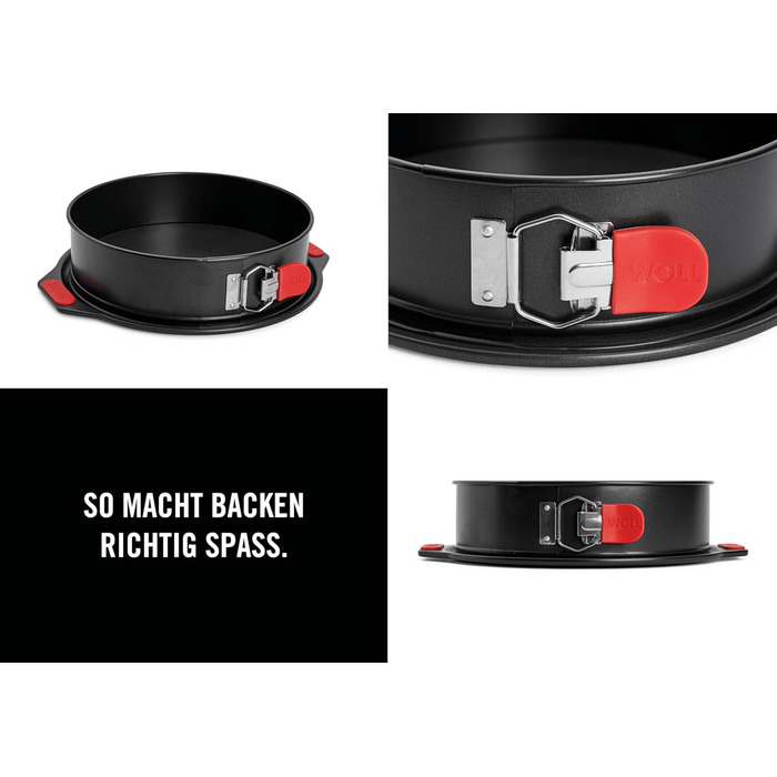 Форма для випічки Woll Springform Ø 26 см - висувна, без PFAS, з антипригарним покриттям та силіконовими ручками, придатна для духовки та мийки, діаметр 26 см, висота 7 см