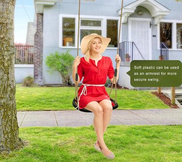 Дитяча гойдалка BeneLabel для дому та саду, пластиковий сидіння, регульоване тросове кріплення 130-200 см, до 113 кг, зелений колір