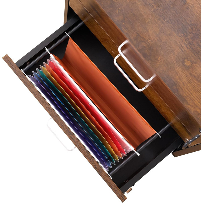 Шафа для документів на колесах SogesHome, мобільний контейнер для офісу, 3 висувні ящики, білий, з замком, для дому та офісу (Вінтаж)