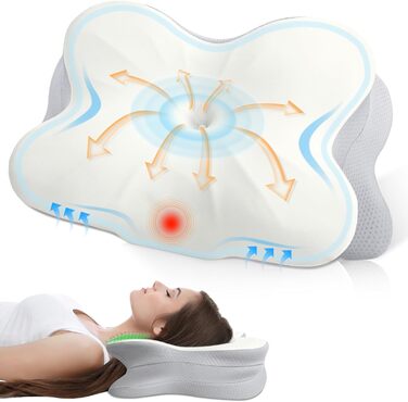 Стьобана ергономічна подушка для шиї Northern Memory Foam для всіх положень сну, 60x40x11/13 см