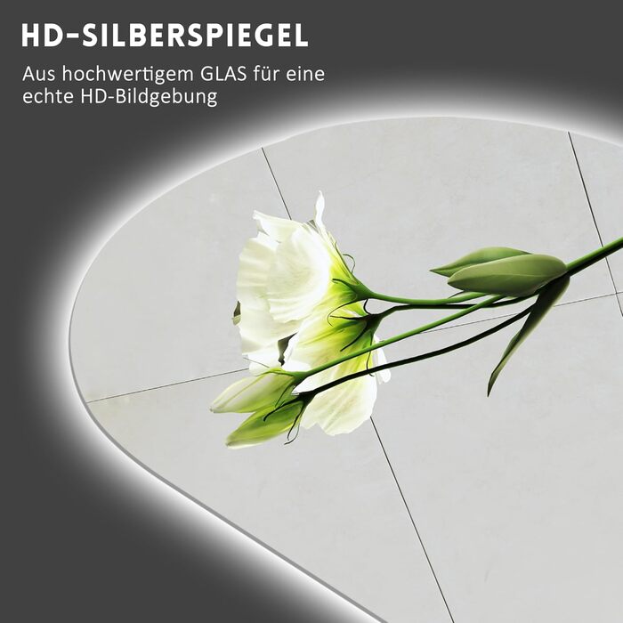 Дзеркало для ванної кімнати з LED-підсвічуванням 40x60 см, 3 кольори світла, сенсорне керування, IP67, енергозберігаюче, для ванної та вітальні