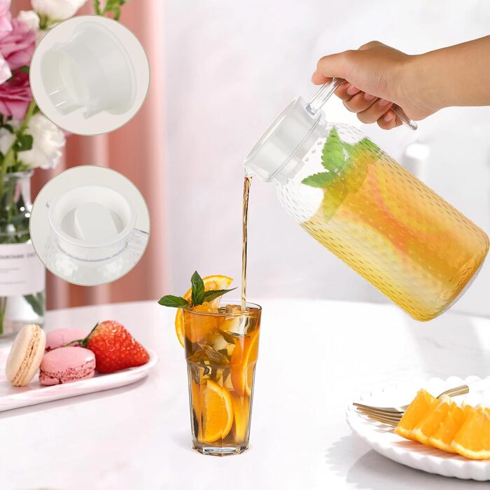 2 шт. глечики для води 1 літр, пластикові глечики з кришкою та ручкою, прозорі глечики для соку, напоїв, кави, чаю, молока, вина