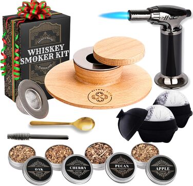 Набір для копчення коктейлів та віскі – Smoker Kit з лампою, формочками для льоду та стружкою деревини