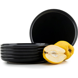 Консімо. Тарілки для сніданку на 6 персон - Набір з 6 тарілок для тортів - Керамічні десертні тарілки - VICTO Modern Small Plates - 20 см - (Чорні)