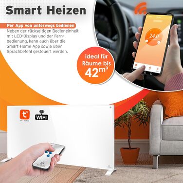 Інфрачервовий обігрівач KESSER® 700W: енергозберігаючий, з пультом та термостатом, настінний/підлоговий, білий