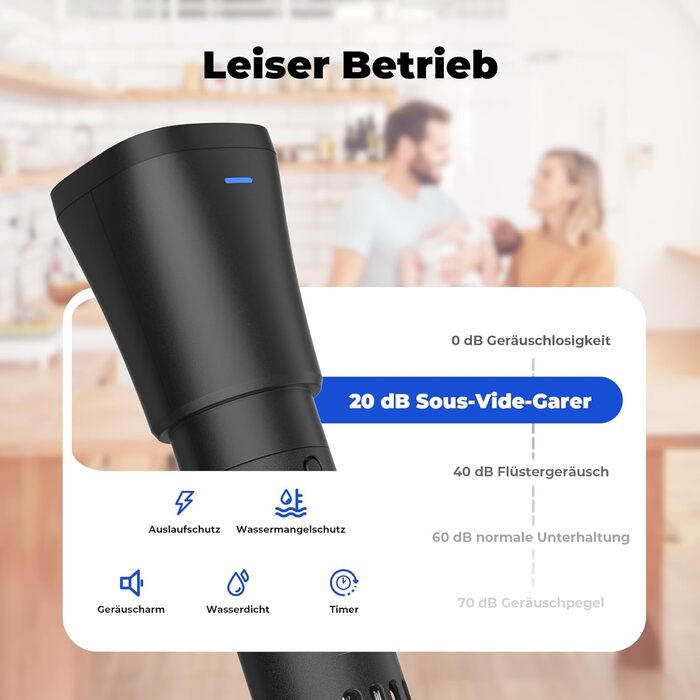 Су-від кухонний прилад Sous Vide Garer Stick 1000W з резервуванням, прецизійний посуд для приготування їжі, іммерсійний циркулятор