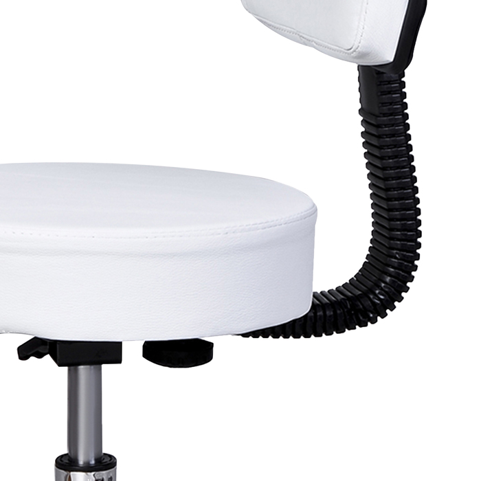 Поворотний табурет HOMCOM Work Stool регульований по висоті зі спинкою для офісу, білий Φ35 x H72-84 см