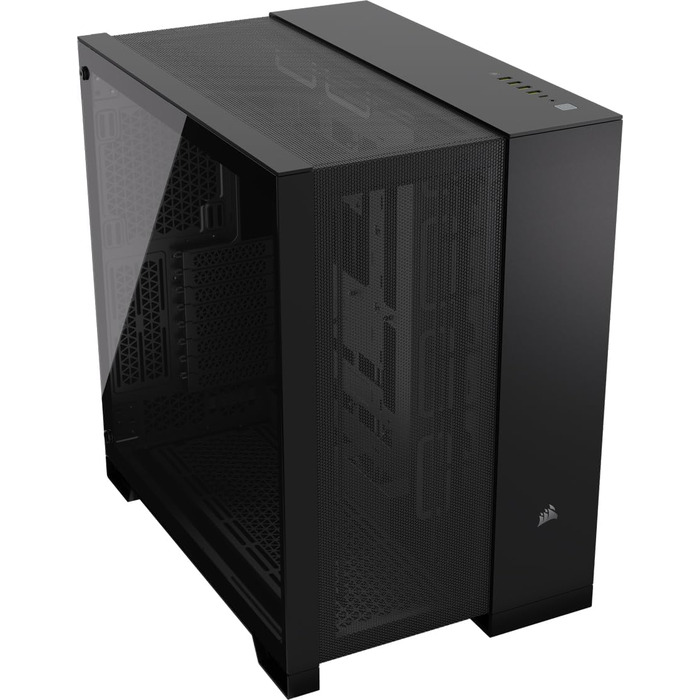 Корпус для ПК CORSAIR 6500D Airflow Mid-Tower ATX, двокамерний, без вентиляторів, чорний, підтримка реверсивних материнських плат, висока гнучкість охолодження