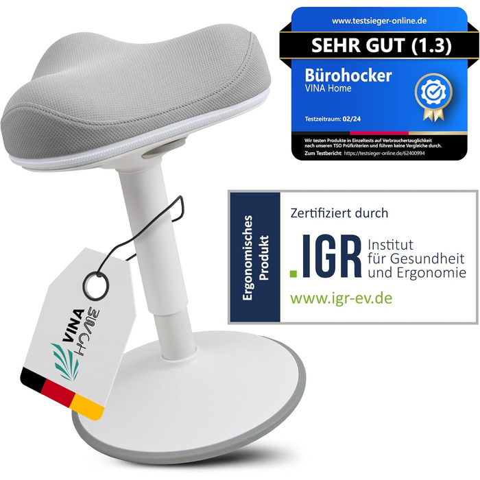 Офісний стілець Zip SH-01S з знімним чохлом | Ергономічний стілець для роботи та відпочинку | Має ефект гойдання, регулювання висоти (47-65 см), сертифікований IGR | Колір: світло-сірий