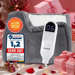 Електрична ковдра BEDSURE з автовимкненням, 130x180 см, сіра - тепла подарунок для мами на Різдво