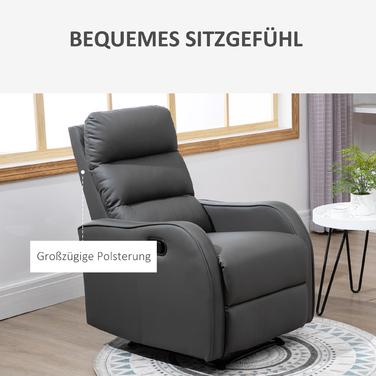Реклайнер HOMCOM Recliner з функцією гойдання та відкидання, поворотний з підсклянником з тканини з мікрофібри для вітальні та відпочинку
