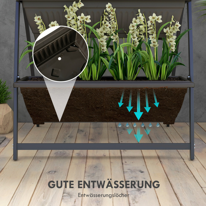 Підставка для квітів, багатоярусна, стійка до погодних умов, 76 см x 79 см x 162 см, Колір: Коричневий