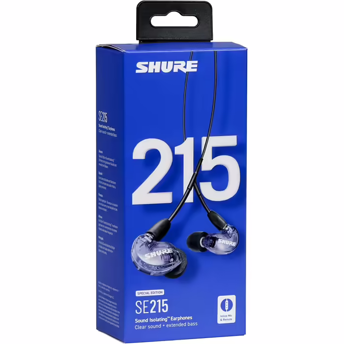 Навушники-вкладиші Shure SE215 Special Edition, знімний кабель, прозорий звук, фіолетовий
