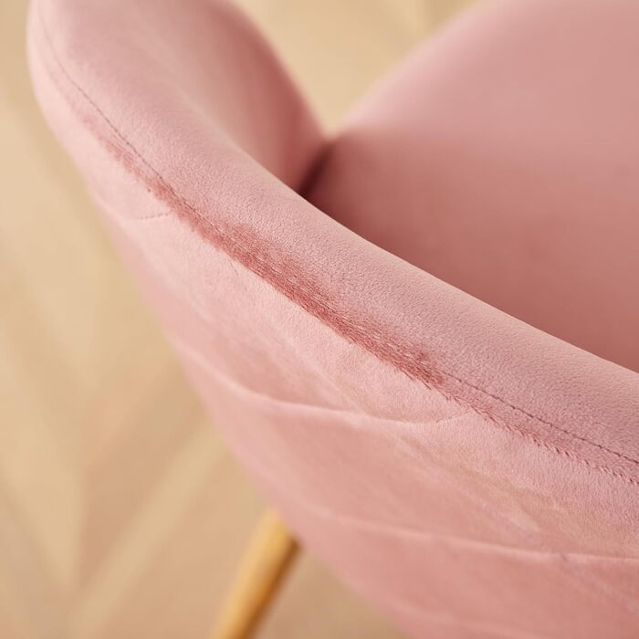 DEYARNA HOME Комплект обідньої групи: стіл та 4 стільці, стіл з МДФ, стільці з оксамиту, сучасний дизайн (Білий/Рожевий, 80*80*75 см)