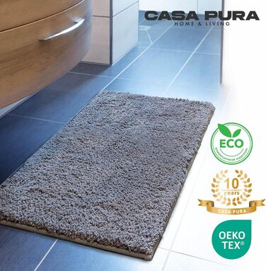 Килимок для ванної кімнати Casa Pura Sky Soft 80x150 см сірий, м'який, пухнастий, з антиковзким покриттям, для душу, легко миється
