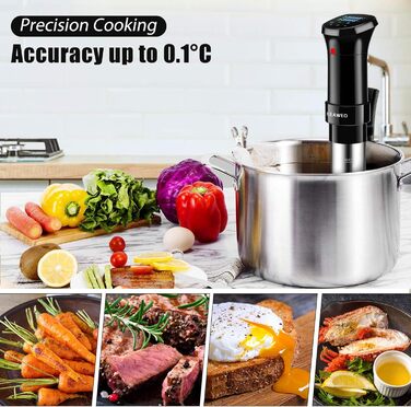 KEAWEO Sous-Vide прилад для приготування їжі за низькою температурою, 1100W, прецизійний, з таймером та LCD дисплеєм, нержавіюча сталь