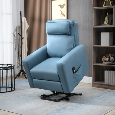 Електричне крісло-стійка HOMCOM Recliner з допоміжним засобом для стоячи та функцією відкидання, оббита пультом дистанційного керування та оксамитовою бічною кишенею