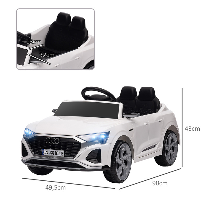 Електромобіль для дітей AIYAPLAY, Audi Q8, 12V, швидкість 3-5 км/год, пульт дистанційного керування, фари, музика, білий