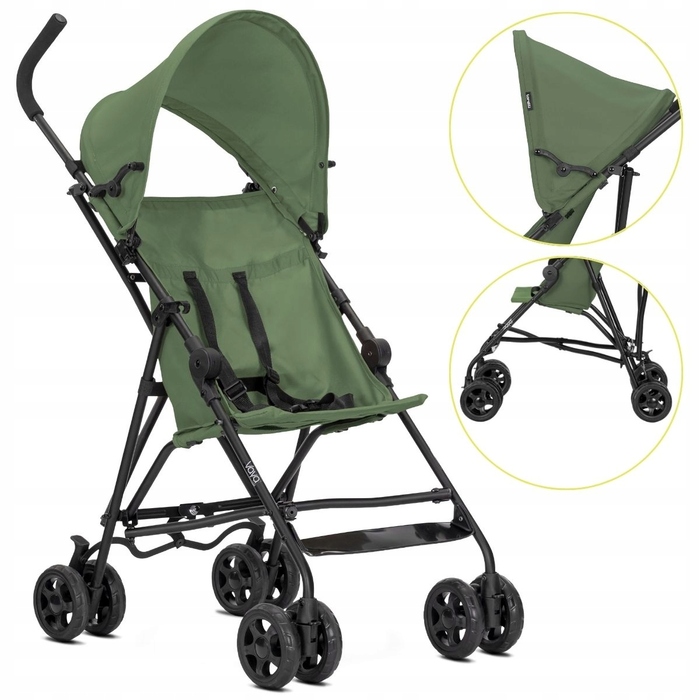 Дитячий візок-парасолька Lorelli VAYA Green: легкий прогулянковий візок до 22 кг, вага 4 кг