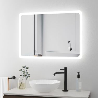 Дзеркало для ванної кімнати BD-Baode з LED-підсвічуванням 40x60 см, сенсорне керування, 3 режими освітлення, прямокутна форма