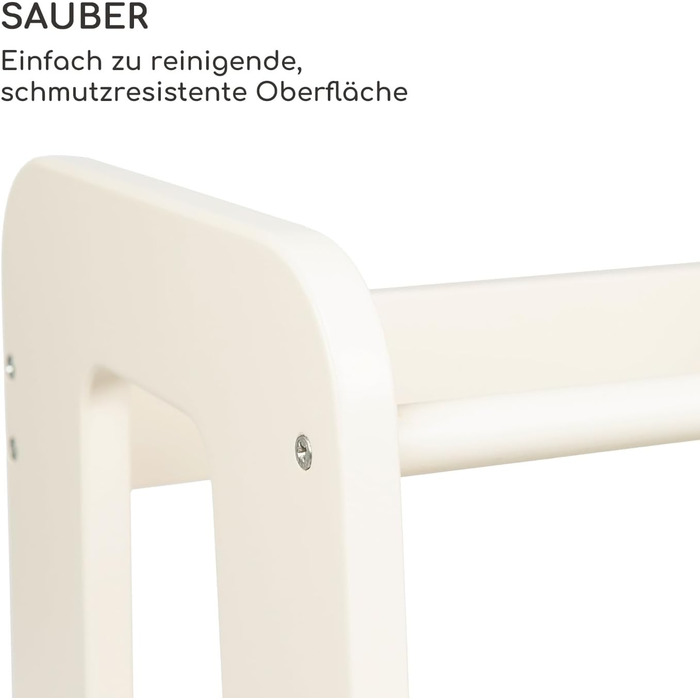 Стілець-сходинка Montessori Mobli для малюків: білий, з берези, лакований, регульовані сходинки для незалежності та безпеки