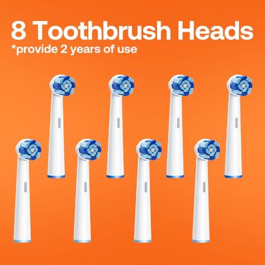 Електрична зубна щітка Bitvae R2, 8 насадок на 2 роки, 5 режимів для дорослих та дітей, захист ясен, чорний