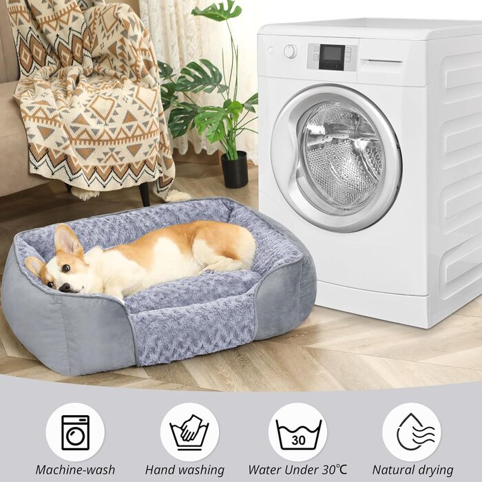 Лежак для собак CHONGFACF XL сірий, заспокійливий, проти тривоги, можна прати в машині, знімна подушка