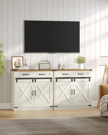 Кухонна шафка Hzuaneri з шухлядою, шафа для зберігання з 2 дверцятами, регульовані полиці, стиль кантрі, для кухні/вітальні, вінтажний коричнево-білий SC94814X (40x80x80 см)