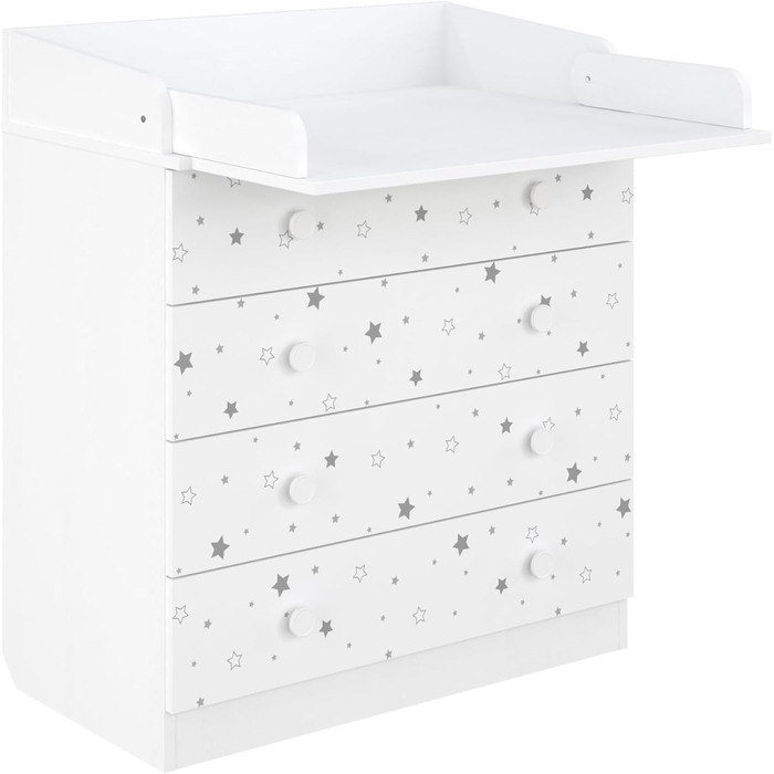 Комод для переодягання Shefa Kids Wickelkommode 800 білий - якісний комод з пеленальним столиком для дитячої кімнати (Sternenlicht)