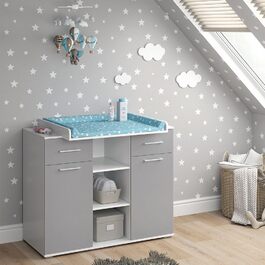 Комод-гойдалка Vicco Leonie з люлькою, білий, 113 x 100 см (сірий)