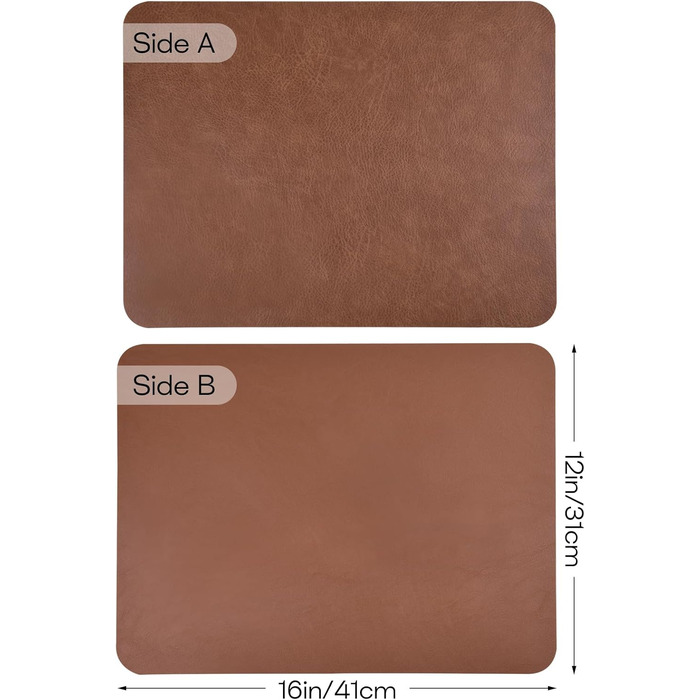 Набори підстав під тарілки з PU-шкіри, 40x30 см, 6 шт, коричневі. Водостійкі, легко миються, для дому, на кухню, на природу.