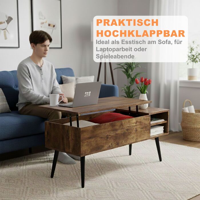 Зручний столик Relaxdays з місцем для зберігання